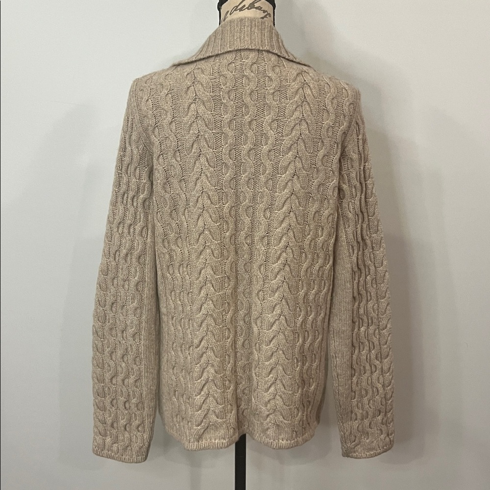 Mantovani Studio wool cashmere soft cable knit cardigan sweater L - Picture 3 of 9